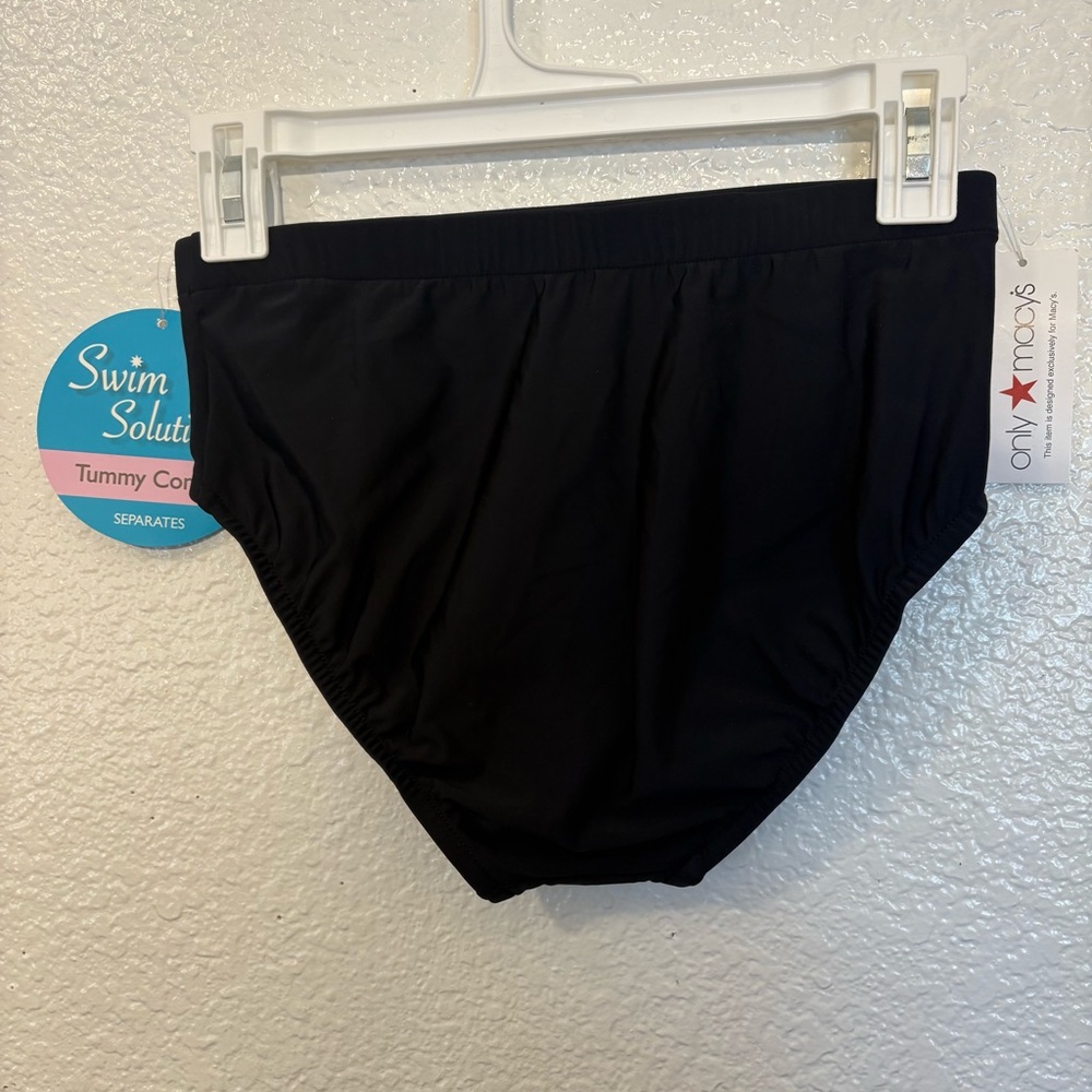 Swim Solutions Tummy Control Bikini Bottom Women Size 8 Black High Waist - Picture 2 of 4